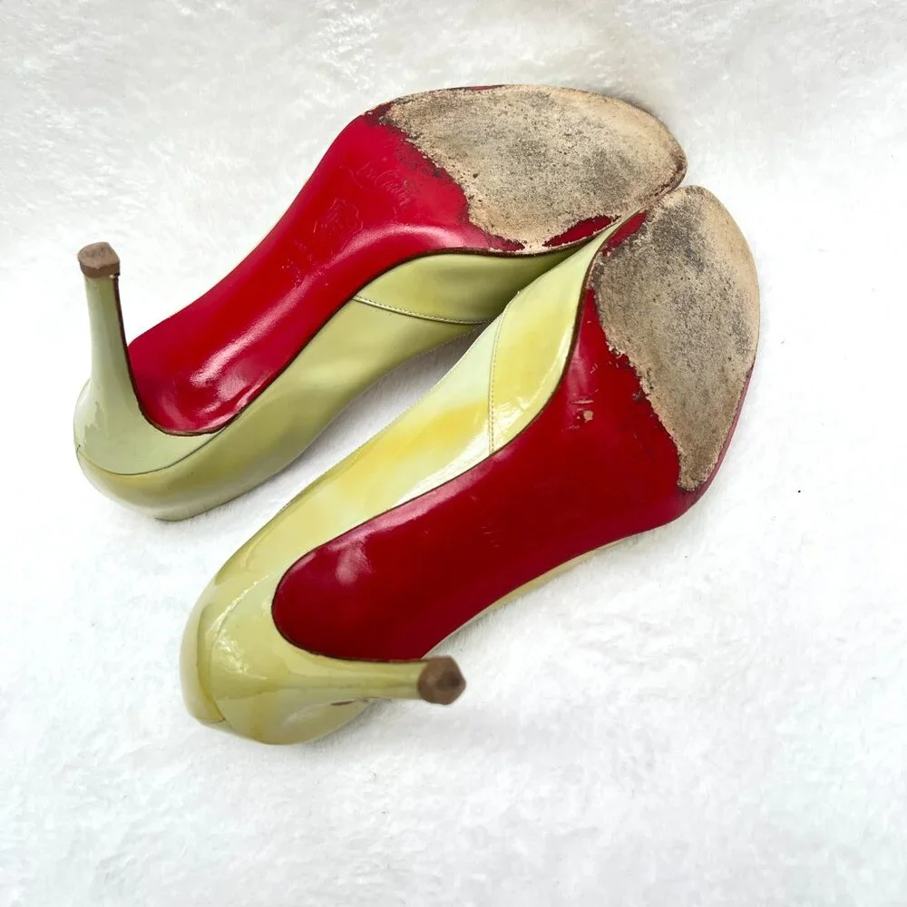 Christian Louboutin Devdas Pale Green Patent Leather Heels